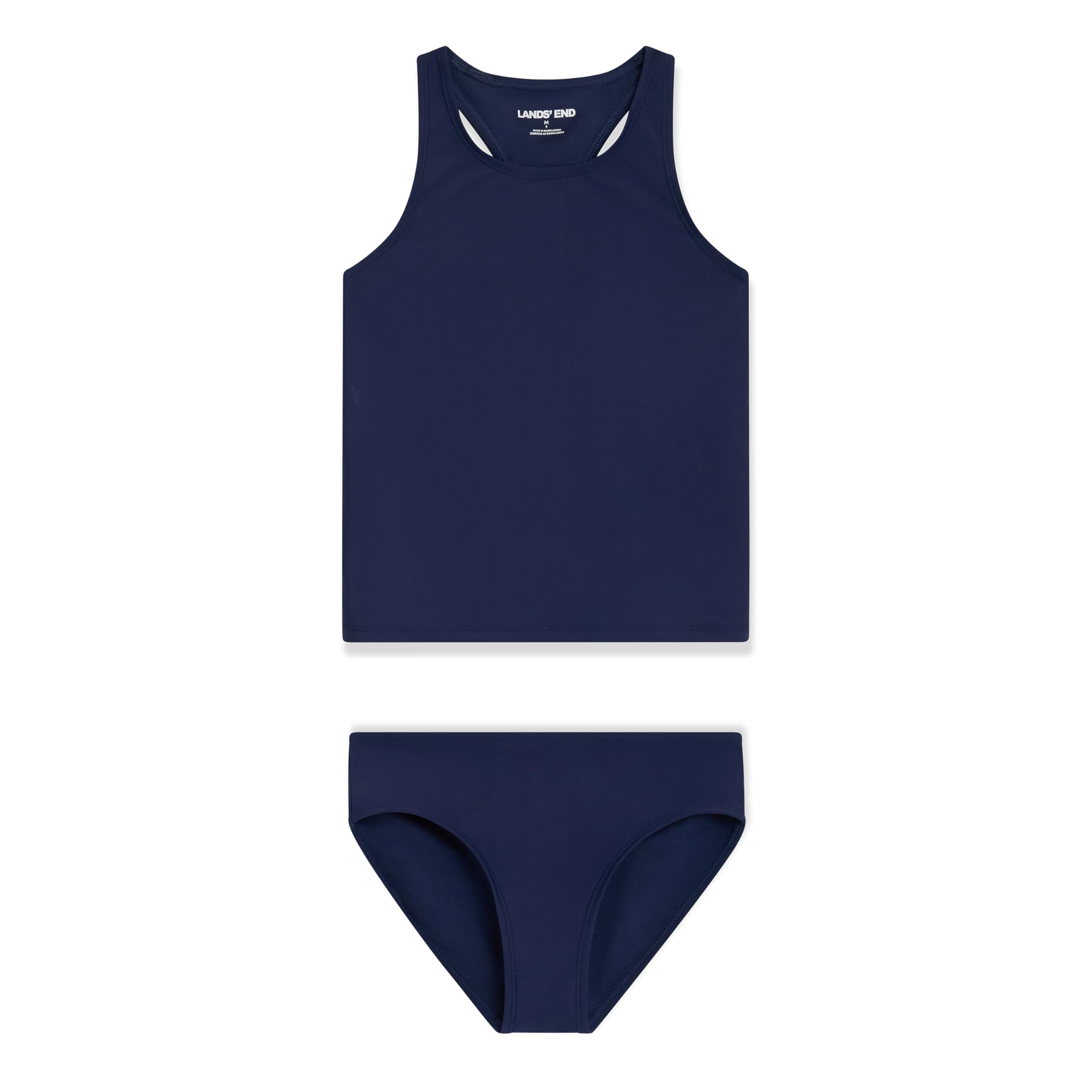 Lands' End Girls' UPF 50+ Swim Bikini Bottom and Racerback Tankini Set