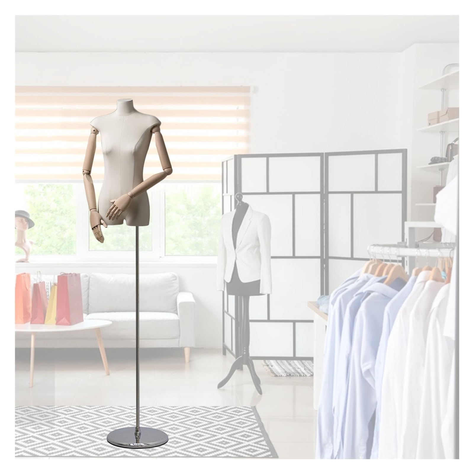 ITOSUI Adjustable Dress Form Mannequin Torso with Metal Base - Perfect for Sewing, Fashion Showcases, Jewelry Display & Clothing Presentation for Women (C)