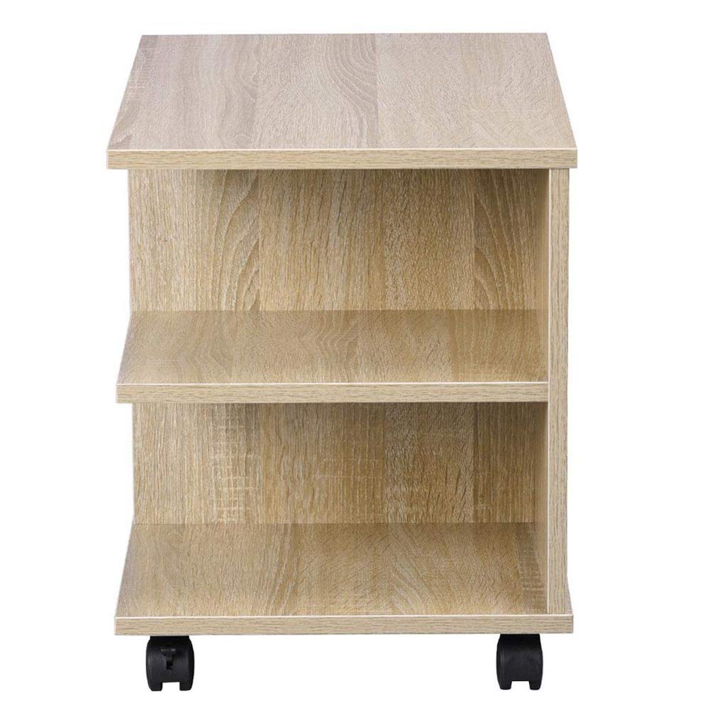 BAKAJI Mesa de café para salón multifunción Mesa sofá Porta TV revistas mesita de Noche con Ruedas de melamina Efecto Madera (Beige)