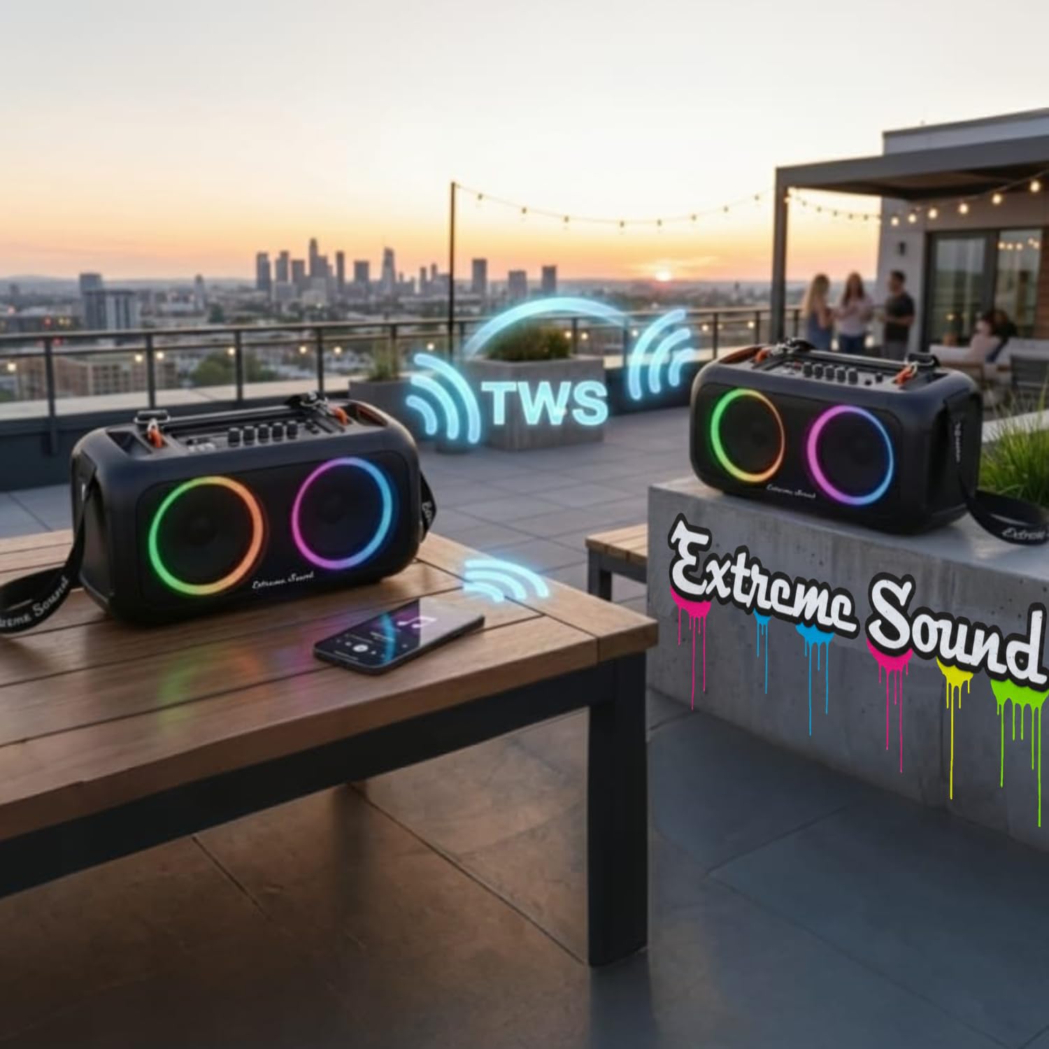 Cassa Portatile Bluetooth Ricaricabile – KIT Karaoke + 2 Microfoni - Autonomia fino a 48 ore - Radio FM, TWS, USB, AUX LED RGB, 2 Subwoofer16 cm -