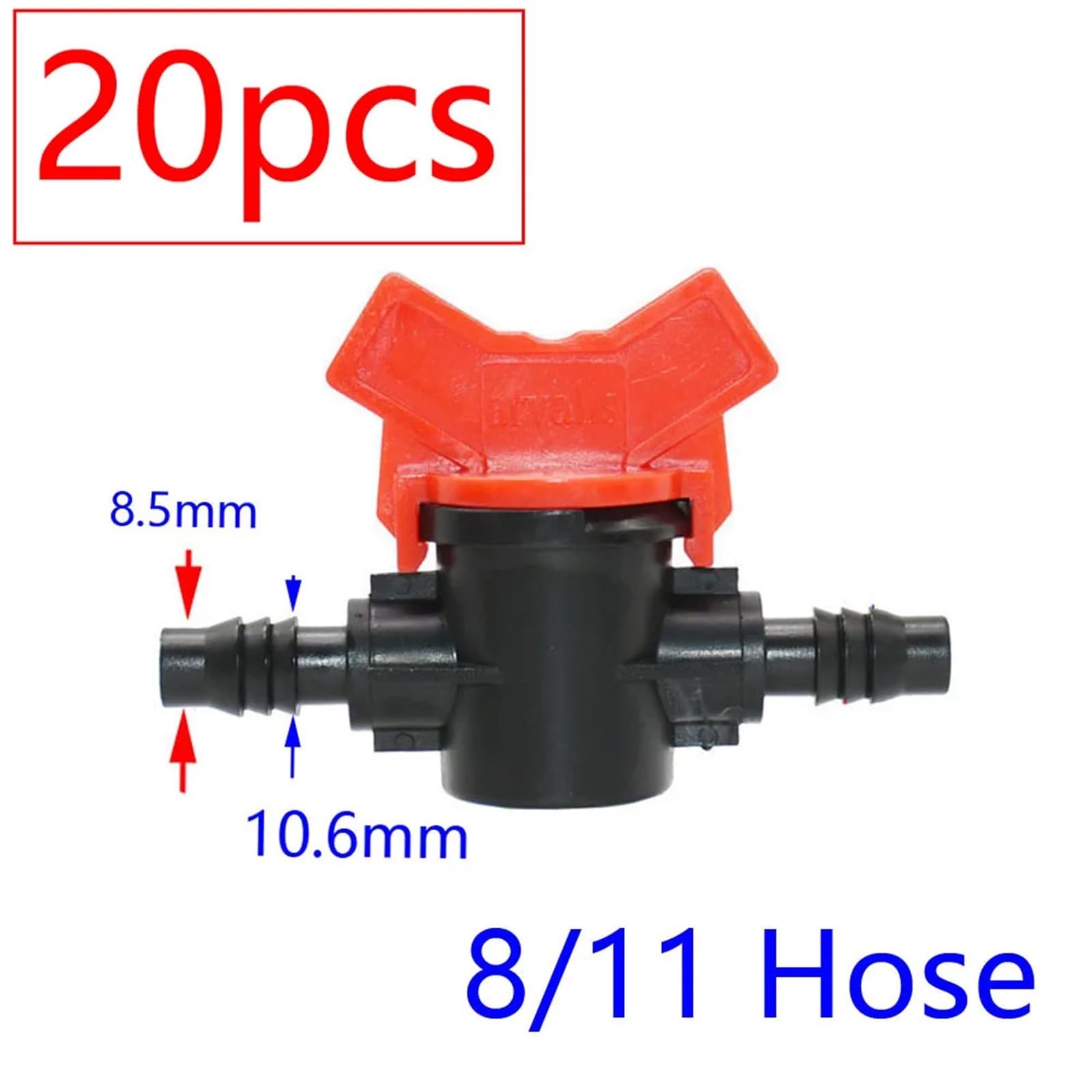 20 válvulas de riego por goteo de 4/7 3/8/10/12/16/20/25 mm, conector de manguera de agua de rosca macho de 1/2 pulgada 3/4 pulgadas (P)