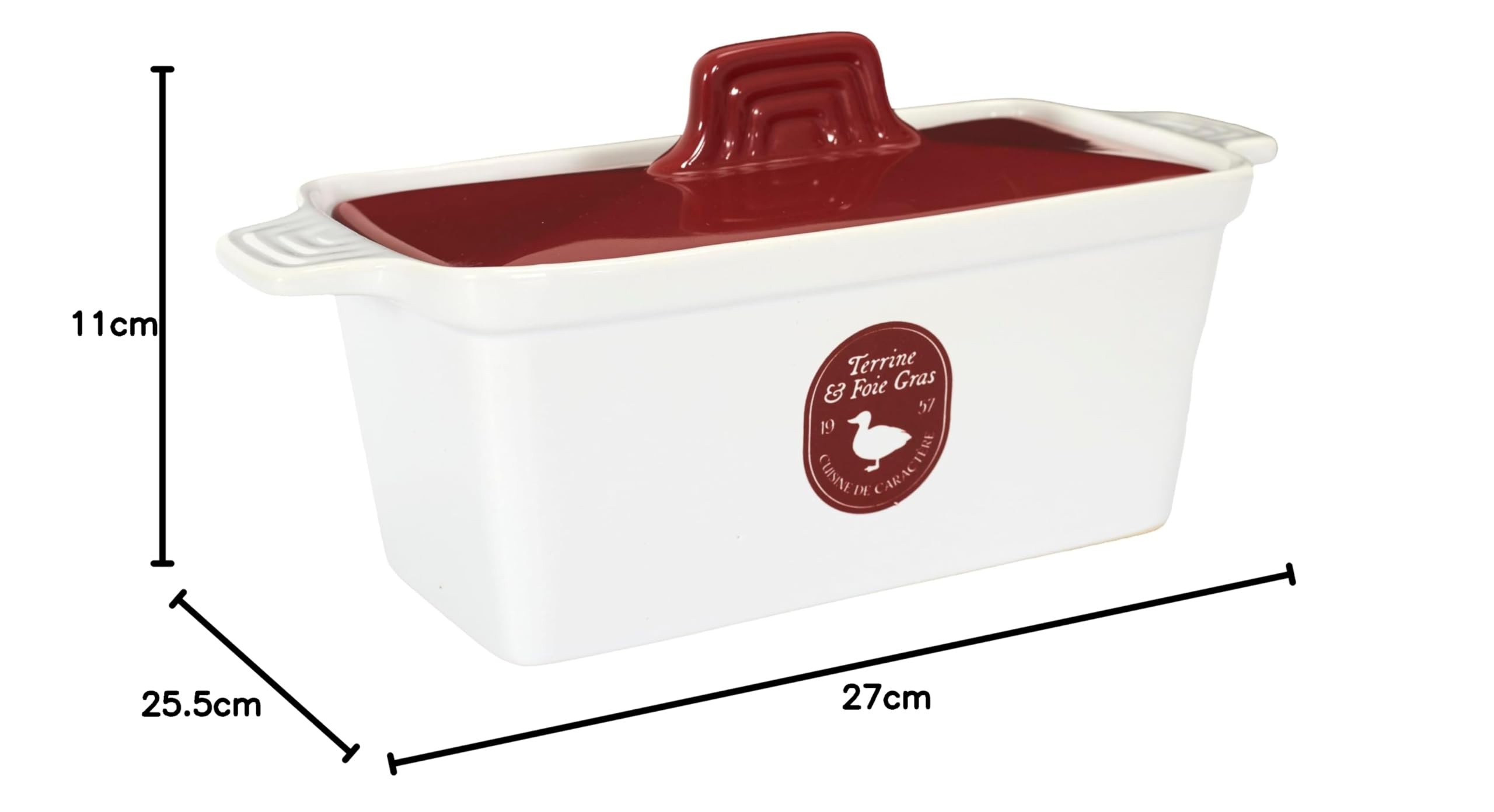 Saveur et Degustation KC2301 - Vaschetta per foie gras in ceramica con pressa, 25,5 x 11 x 27 cm, colori assortiti