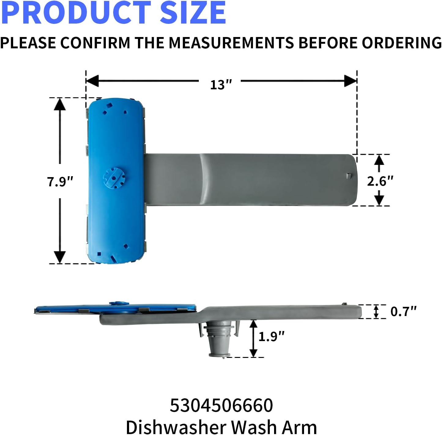 5304506660 Dishwashers Spray Arm Assembly Dishwasher Lower Wash Arm Assembly Compatible with Frigidaire Dishwashers Replaces 5304506532, 5304507040