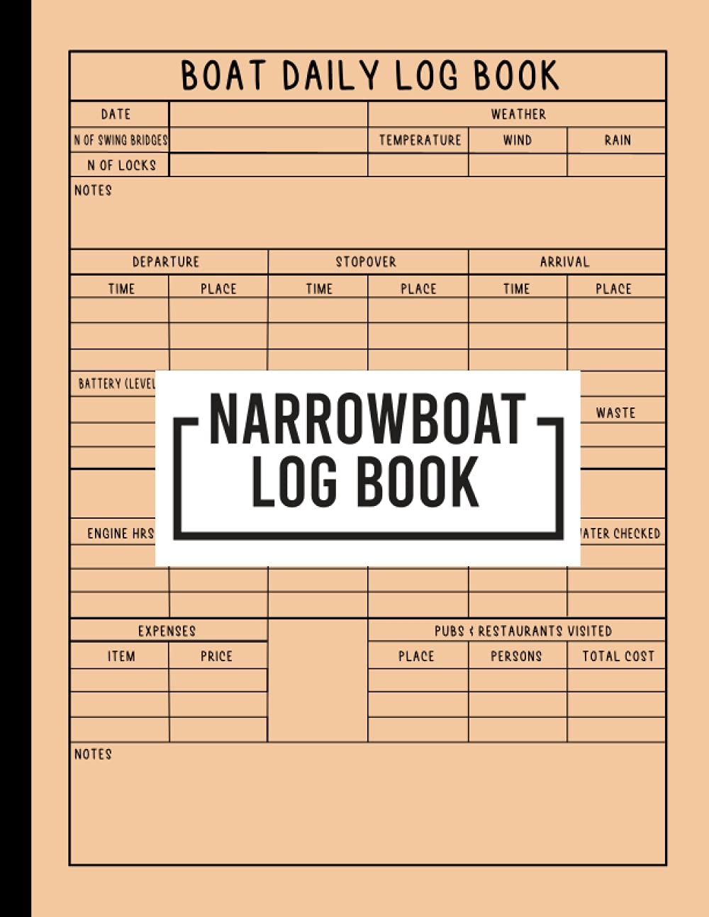 Narrowboat Log Book: Journal logbook to Record Boat and Trip Information, Boat Maintenance log, Fuel , Trip , Food and Passenger register