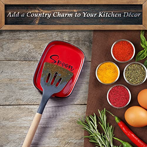 Image of Ceramic Spoon Rest for Stove Top, DAYYET Large Spoon Holder, Spoon Rest for Kitchen Counter, Heat-Resistant Cooking Utensil Rest, Red Kitchen Decor and Accessories