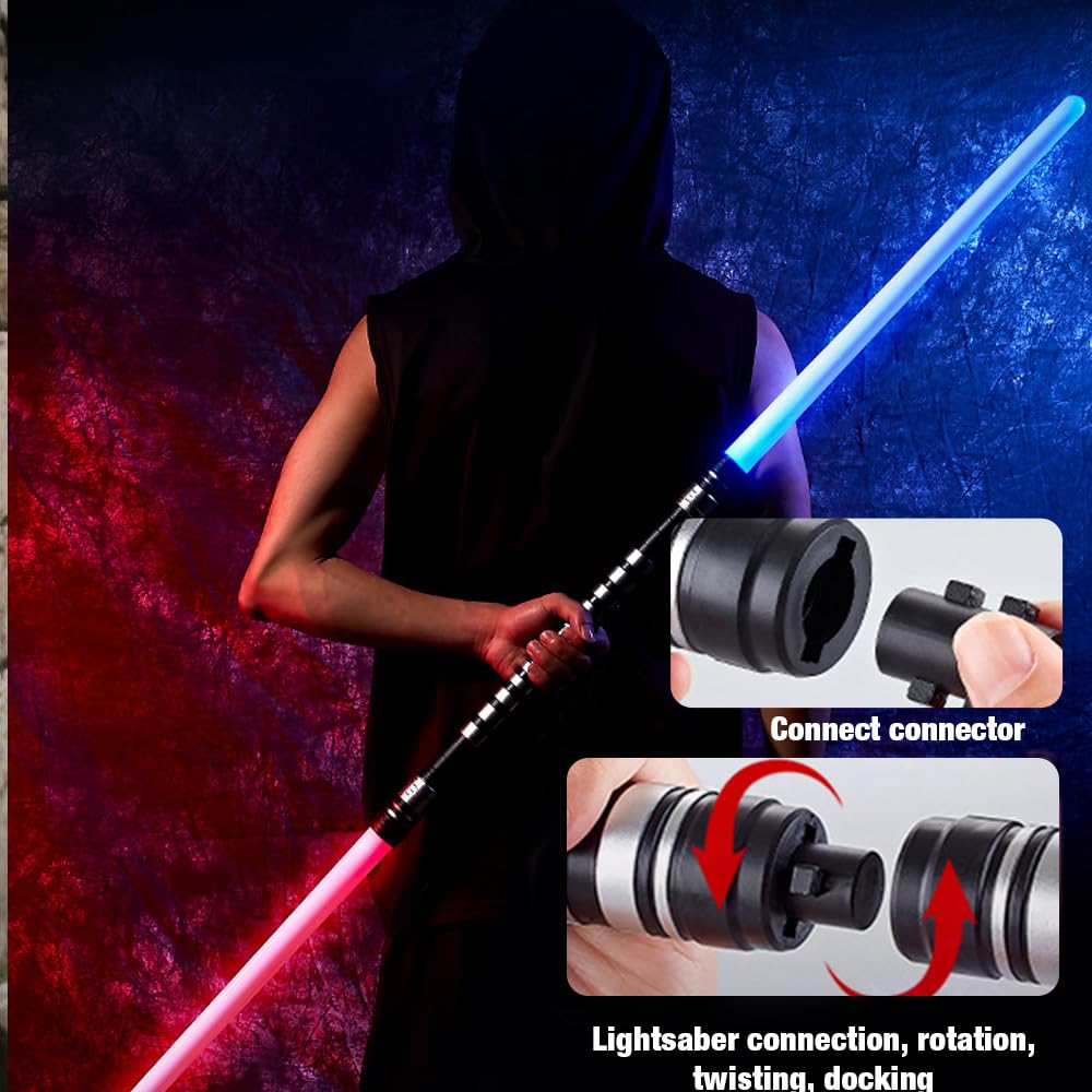 CLIUNT Star Wars Lightsaber, 2 Pack 7 Color LED Light Up Saber with Sound Effects, Light Sabers for Kids, Retractable Light Saber Sword Toys for Kids and Adults Cosplay Party Gifts - Image 3