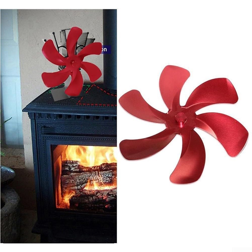 Aspas de Ventilador de plástico de Repuesto, Reemplazo de aleación Aluminio con Ventilador Estufa Calor 6 aspas, Multicolor(Red)