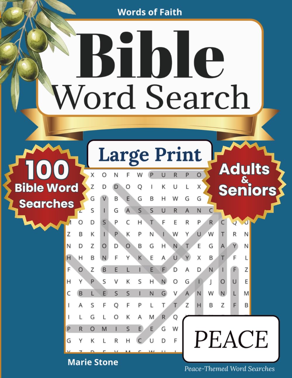 Words of Faith Bible Word Search — Peace: 100 Large Print Bible Word Search Puzzles for Adults | Christian Scripture Activity Book