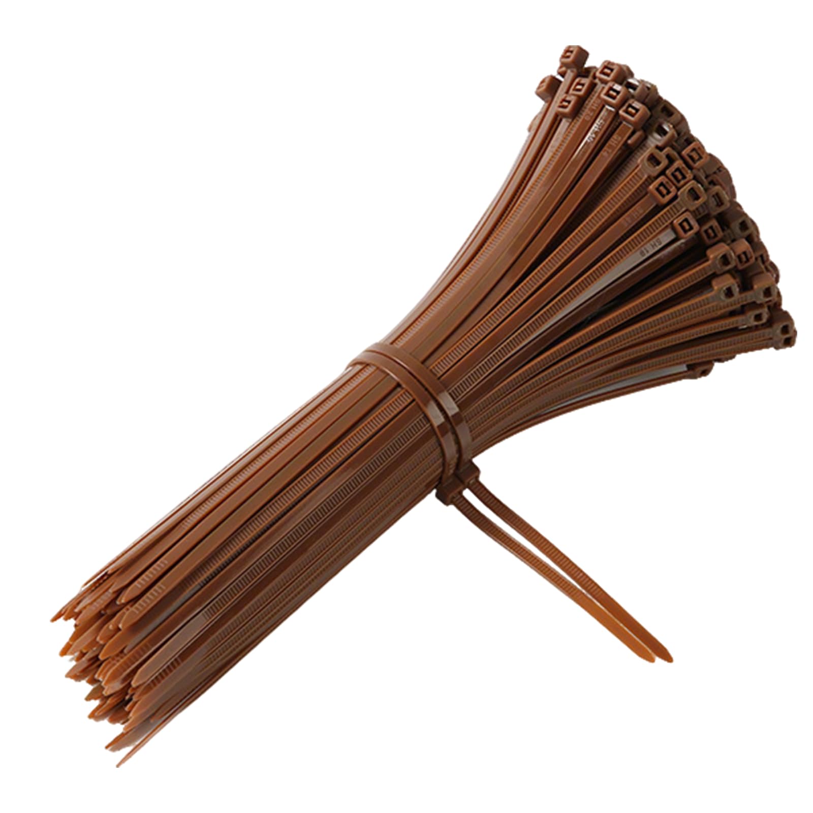 zuizhan Brown Cable Ties 200mm x 2.5m, 100 Pack Thin Plastic Zip Ties, 27 Lbs Tensile Strength with UV Resistant for Indoor and Outdoor Use, Office, Garden (Brown, 200mmx2.5mm) — image 1