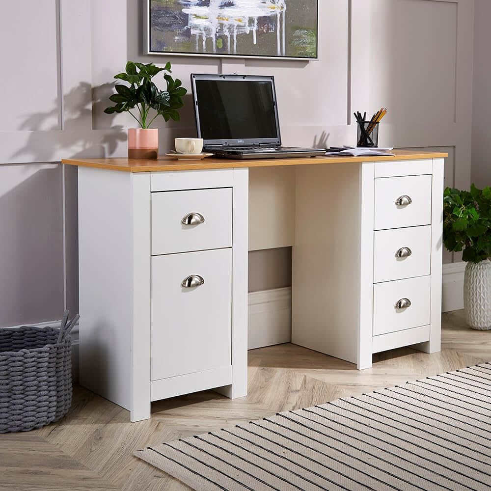 Home Source Camden Pc Computer Office Storage Desk White from B&Q