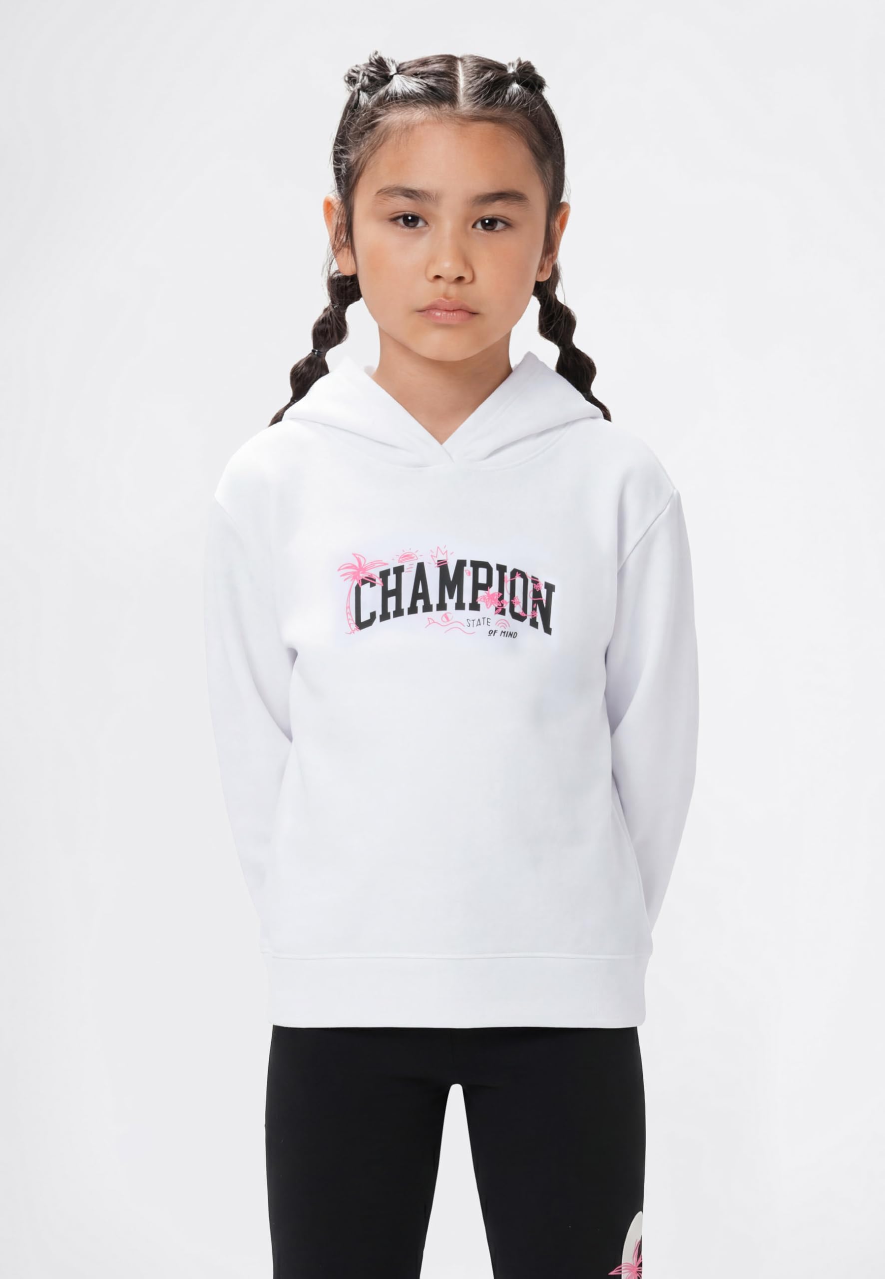 Champion Girls-Graphic Hoodie Felpa con Cappuccio Bambine e Ragazze