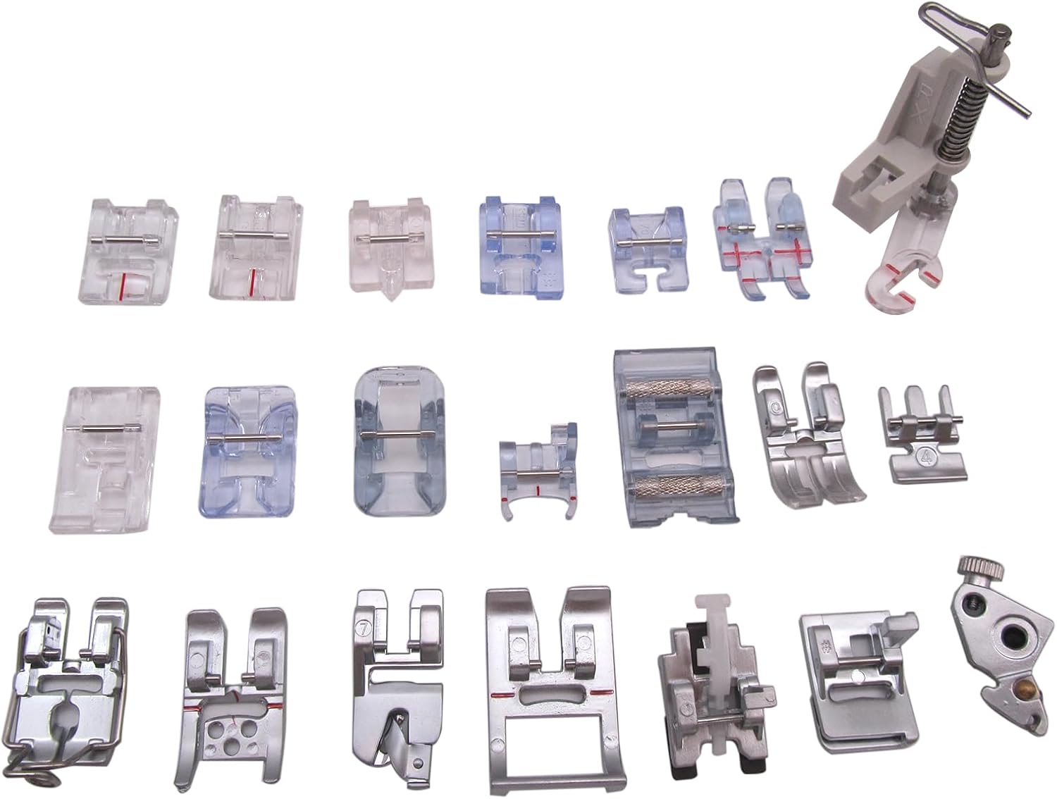 CKPSMS Brand -21PCS Multifunctional Presser Foot Set #KP-19419 Compatible with/Replacement for PFAFF Brand with IDT Select 2.0/3.0/1530,Tipmatic 6150/6152,140S,Ambition 1.0/1.5,Hobby 1020/1022