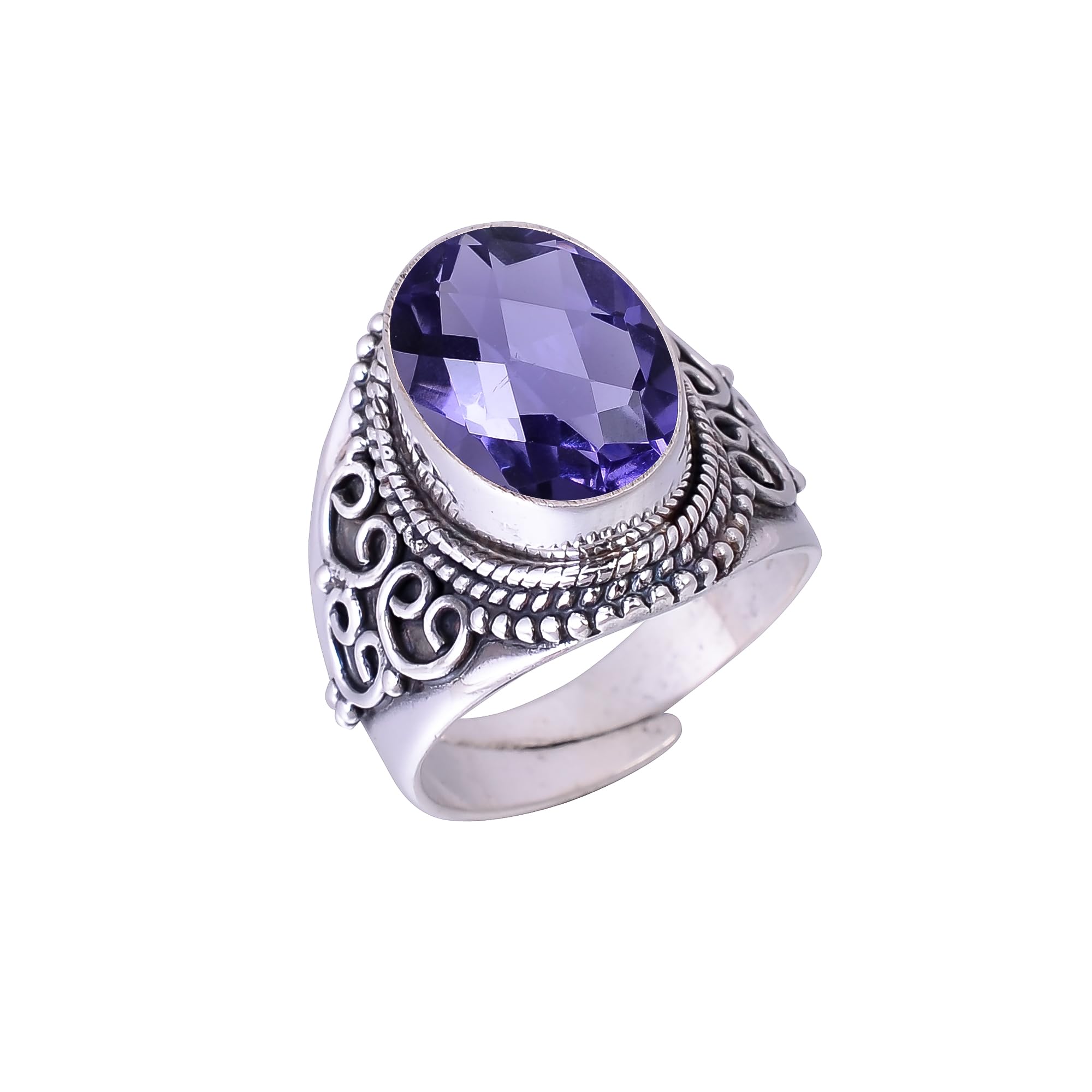 MINSA JEWELRY Iolite 925 Sterling Silver Ring, Adjustable Ring, Silver Jewelry Ring, Vivid Blue Ring, Oval Ring, Dainty Ring, Handmade Ring, Gemstone Ring, Gift For V3199-R2182-2|5