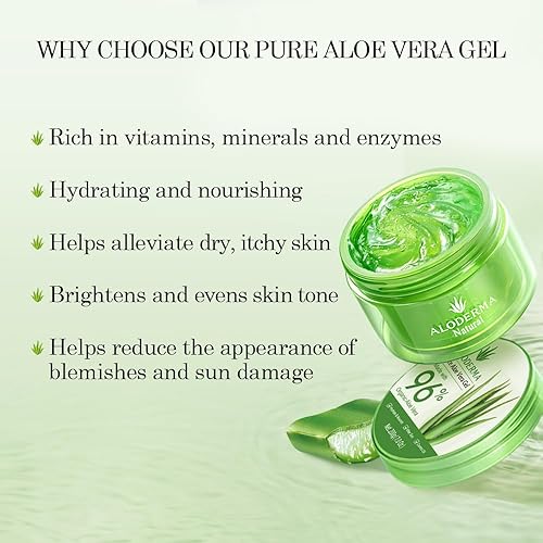 Miniatura 2 de Aloderma Gel orgánico de aloe vera para la cara hecho dentro de las 12 horas de la cosecha, gel de aloe vera 96% puro para la piel, el cuero