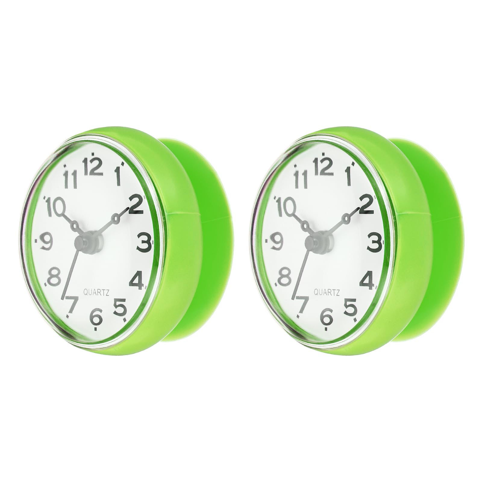 PATIKIL Waterproof Shower Clock, 2 Pack Non Ticking Silent Mini Cute Mirror Wall Clocks with Suction Cup for Bathroom Kitchen Home Decoration, Green/Black