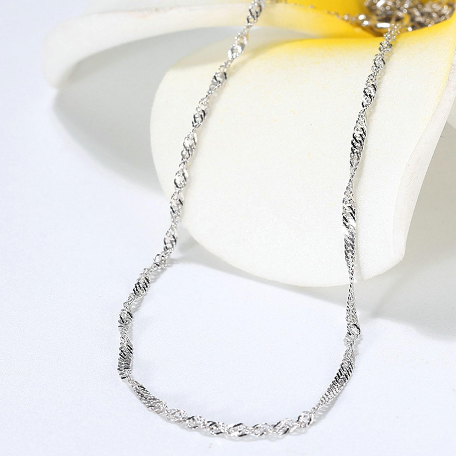 Collana Catena Donna, Argento Sterling 925 Collana con Catena Singapore da 1,5 mm, 40/45/50/55/60 cm