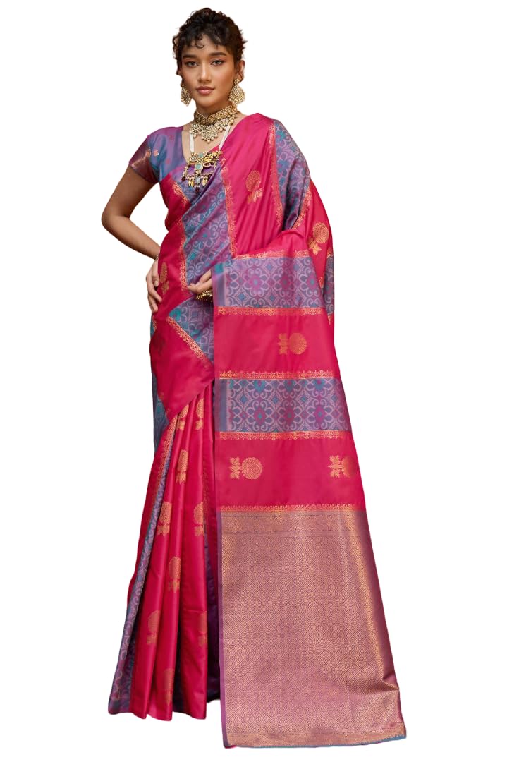 DC ELEMENTS Women Silk Patola Saree Traditional Indian Ethnic Festive Wedding Wear Sari Classic Patola Design (KIRTAN PATOLA-006)
