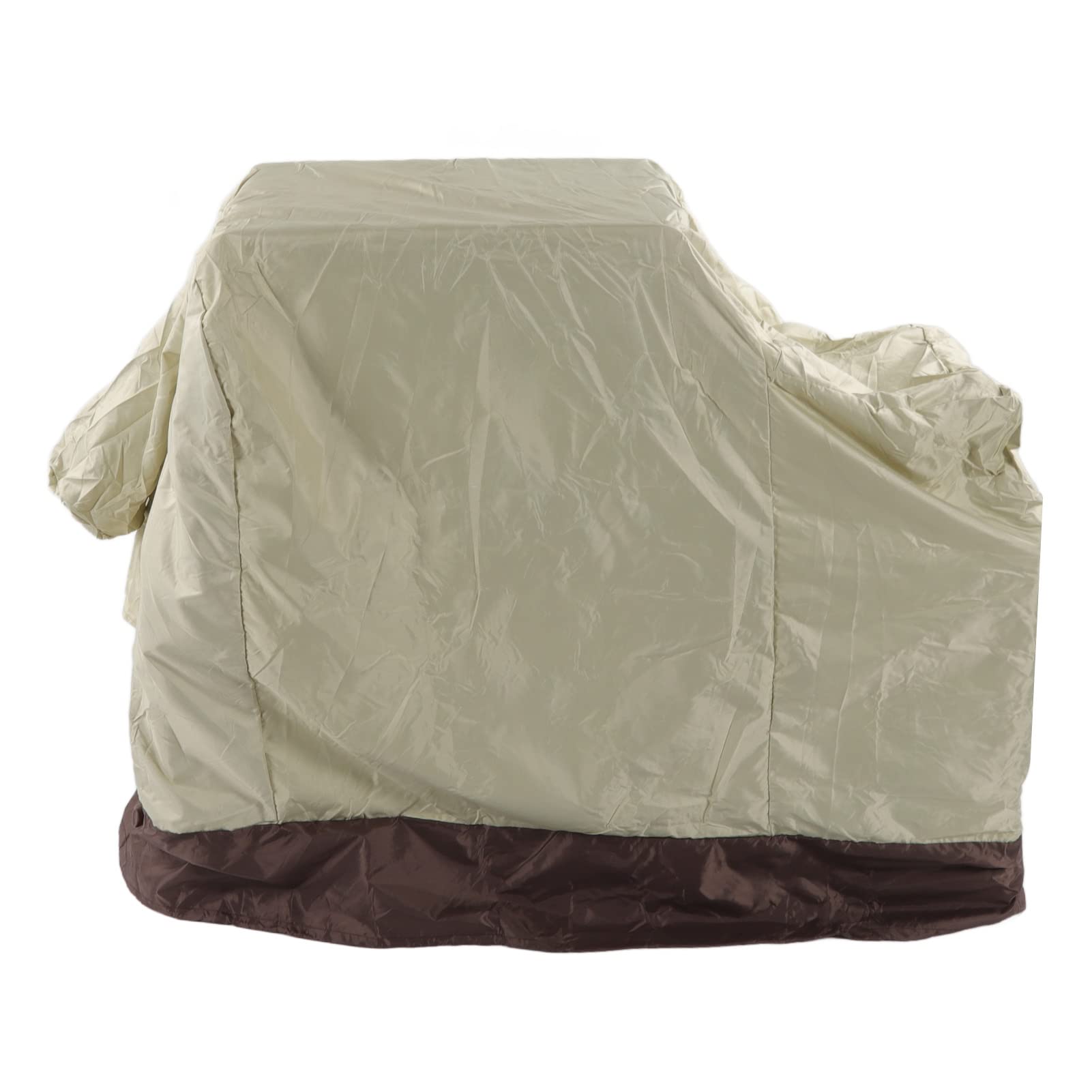 Funda para Barbacoa Impermeable y Resistente al Sol con Cordón Ajustable y Bolsa de Almacenaje para Exterior o Balcón (Beige con Color café)