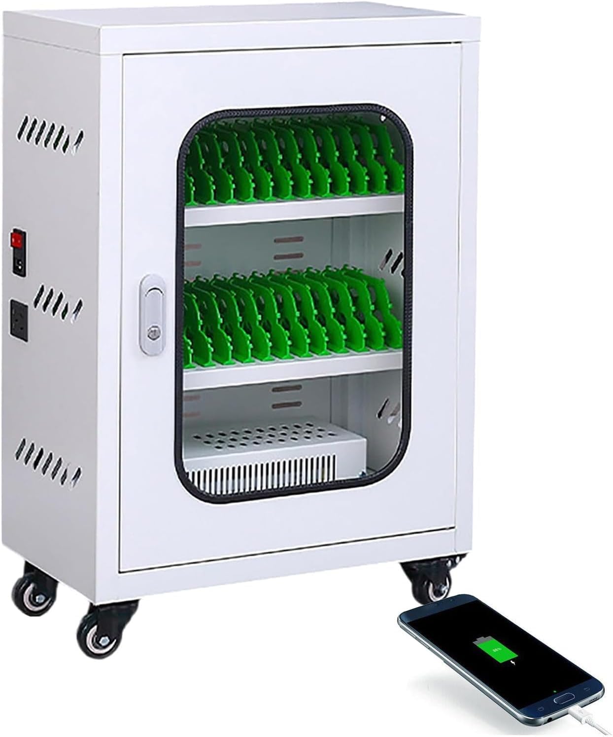 GTHTUHFD Rechargeable Cell Phone Charging Station 40-Slot Mobile Phone Storage Locker Secure Usb Charging For Meeting Rooms & Classrooms For Devices,One Color-30 Slots