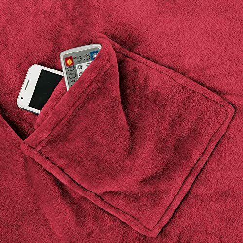 Gözze - Premium Kuscheldecke mit Ärmeln und Brusttasche, 150 x 240 cm - Rot – Ansicht 3