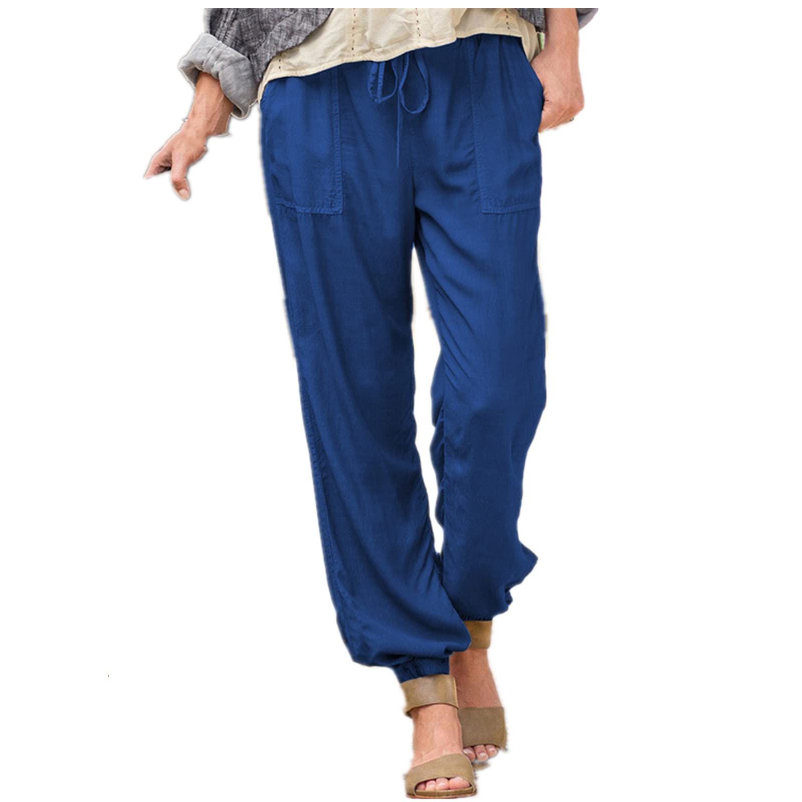 Solid Color Straight Wide Leg Pants Womens high Waist Loose and Thin Casual Fashion Trousers