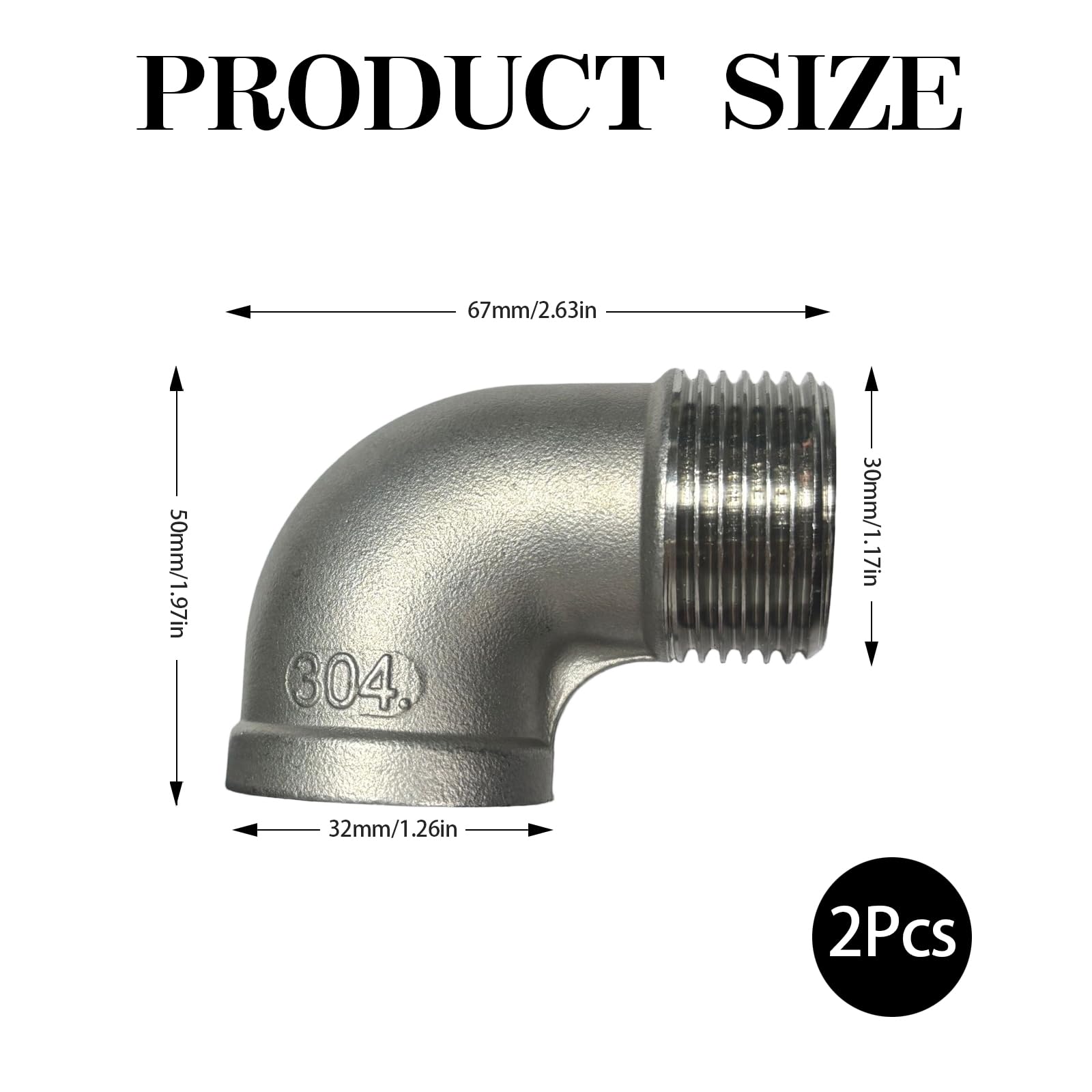 Produktbild von 90° Edelstahl Rohrbogen Pagodenverbinder – 304, Geschweißt, 1-köpfig, Größen 6-25mm – Säure- Und Rostbeständig