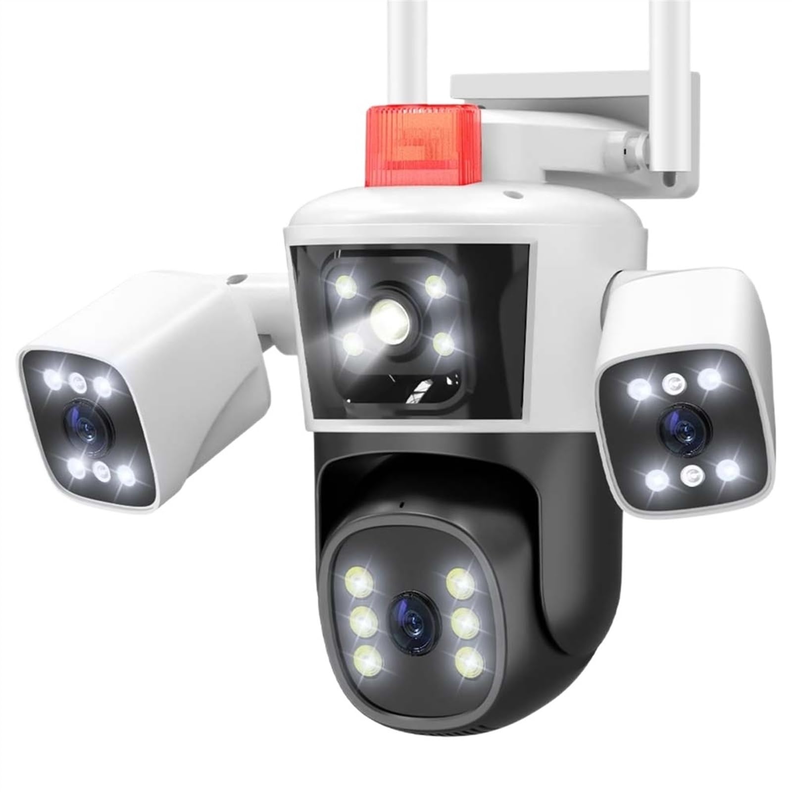 Telecamera di sicurezza, Telecamera IP 6K 12MP esterna a tre obiettivi Vista panoramica PTZ Monitoraggio AI Protezione di sicurezza Video sorveglianza CCTV(6K Cam Add 64G)