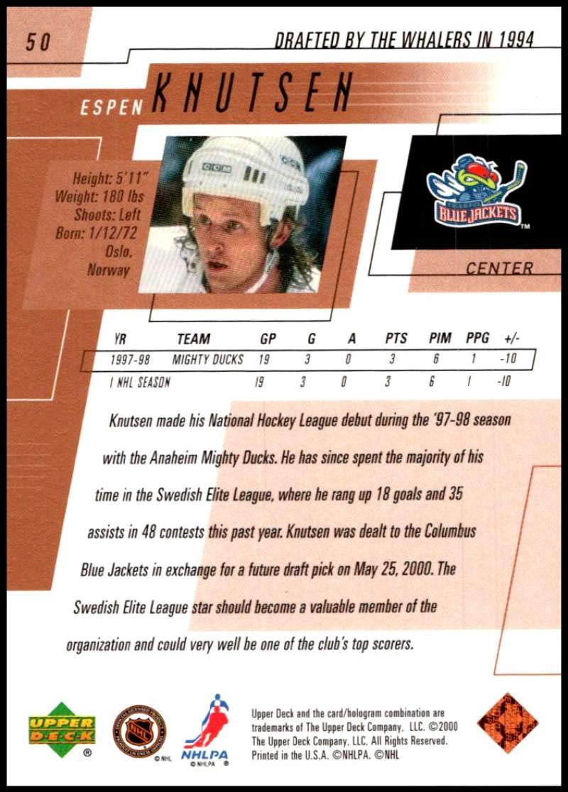 Amazon.com: 2000-01 Upper Deck #50 Espen Knutsen NM-MT