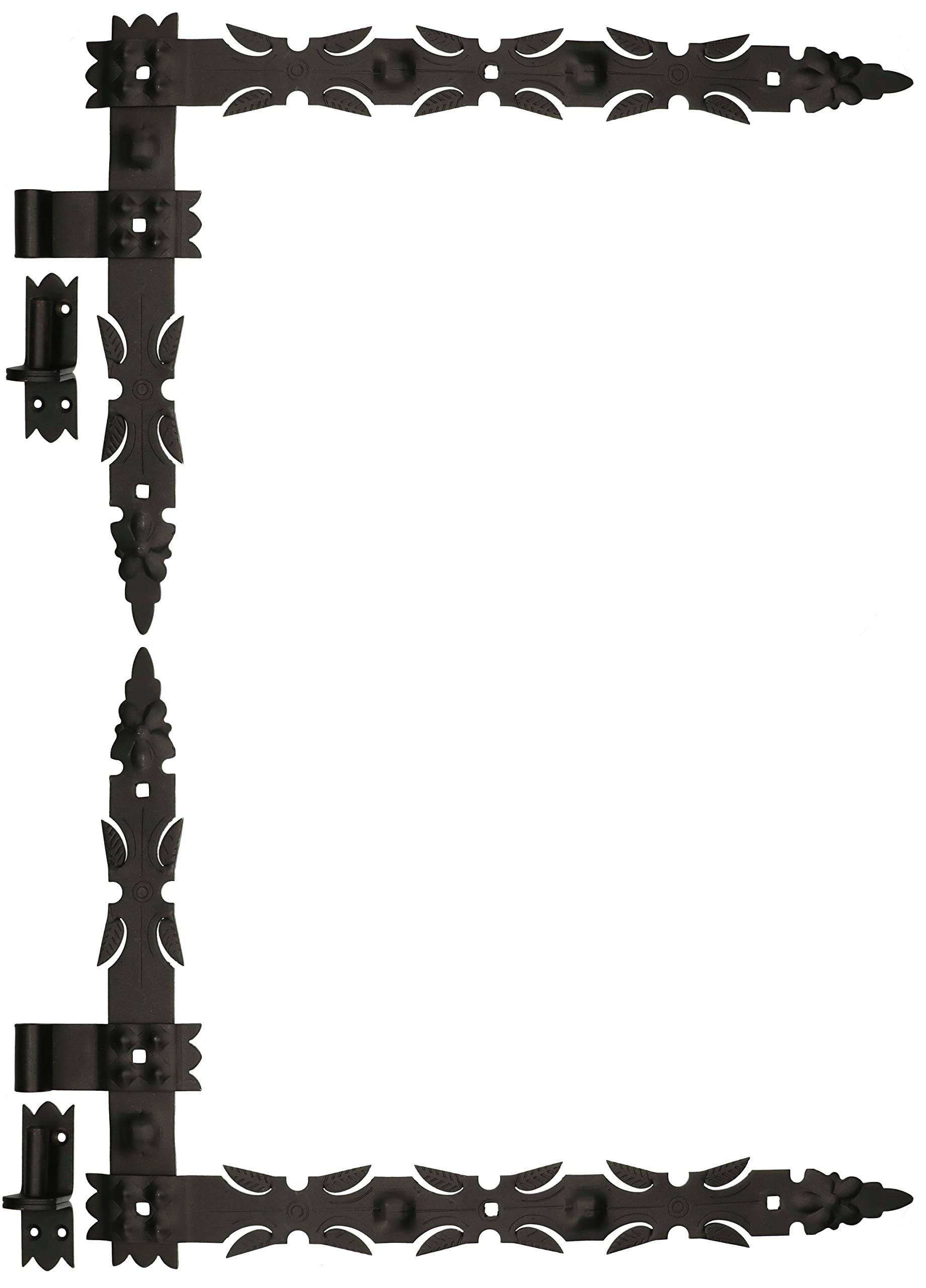 KOTARBAU® 2 x Bisagras angulares de acero forjado, Herraje para contraventanas, puertas, Bisagras en L 800 mm, Bisagras para contraventanas de madera, Bisagras decorativas, 2 Goznes con pernios, Negro