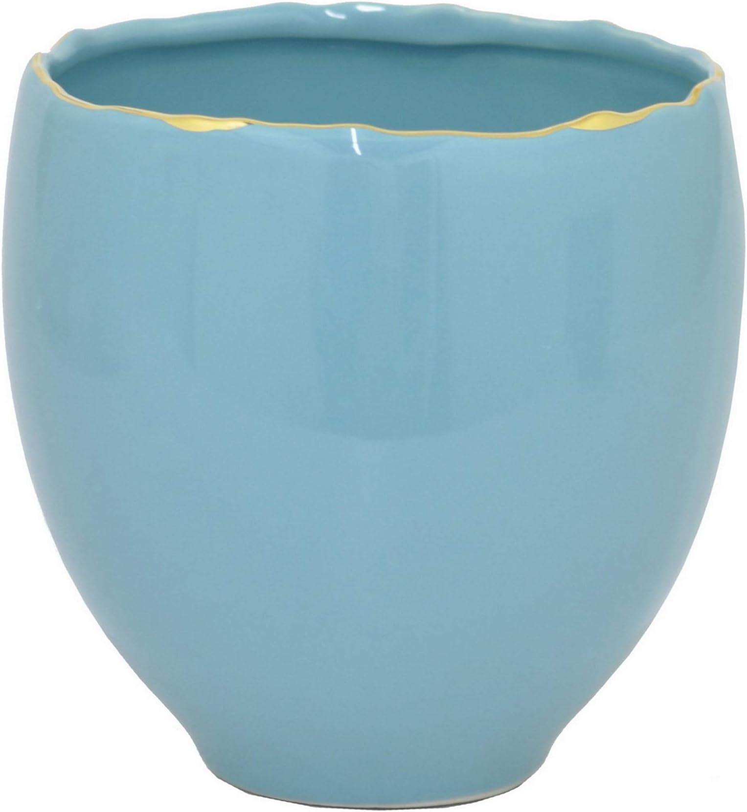 Benzara HRT-62984 Ceramic Planter, 5.75", Blue/Golden