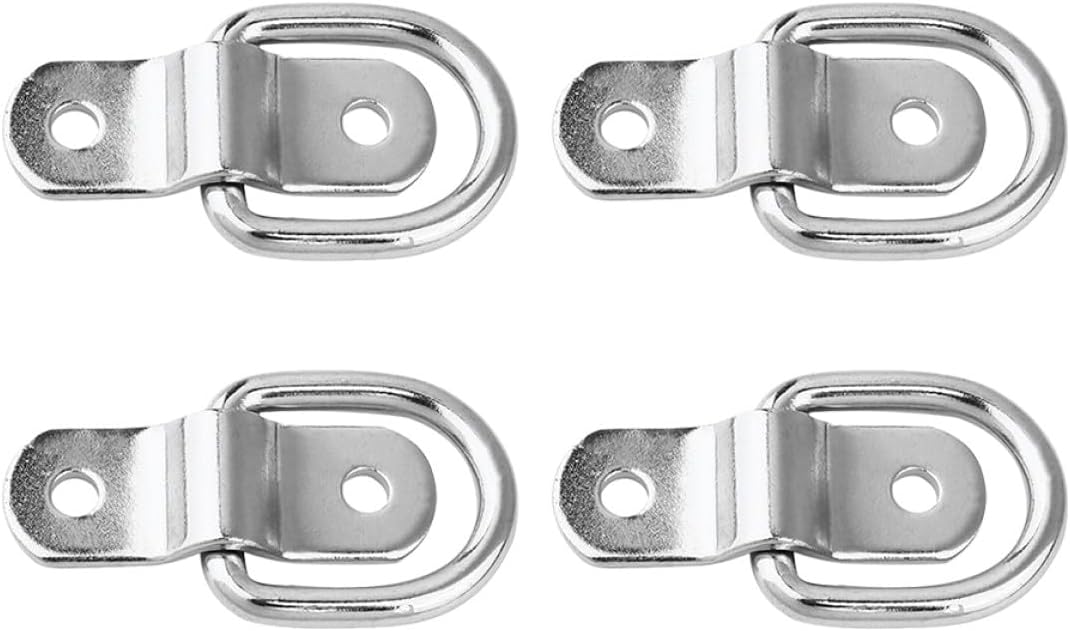Abaodam 4Pcs D-Shaped Galvanized Iron Tie Down Rings with 3Mm Mounting Brackets for Trailer Truck Bed Anchors, Heavy Duty D Rings for Cargo Securing and Trailer Tie Downs