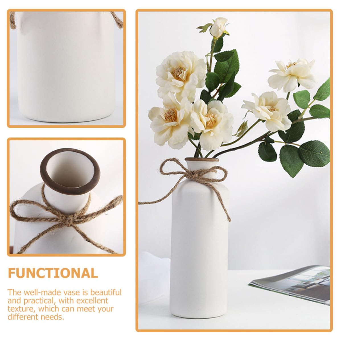 3 Pezzi Vaso da Arredamento in Ceramica, Stile Europeo Semplice