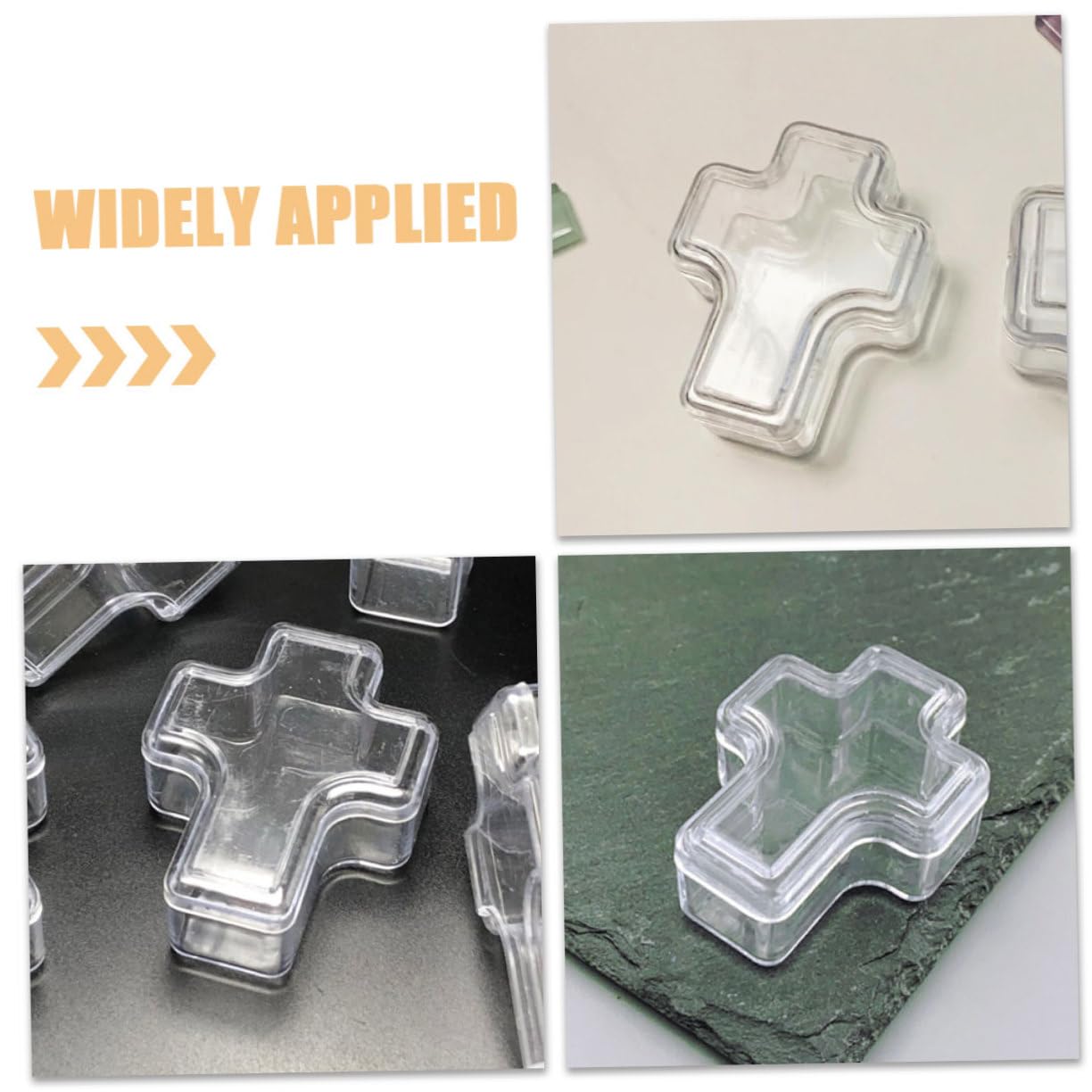 FONDOTIN 40 Pcs Cross Storage Box Clear Cross Container First Communion Favor Boxes Cross Shaped Ring Holder Religious Container Candy Boxes Jewellery Jewelry Earring Storage Case Plastic