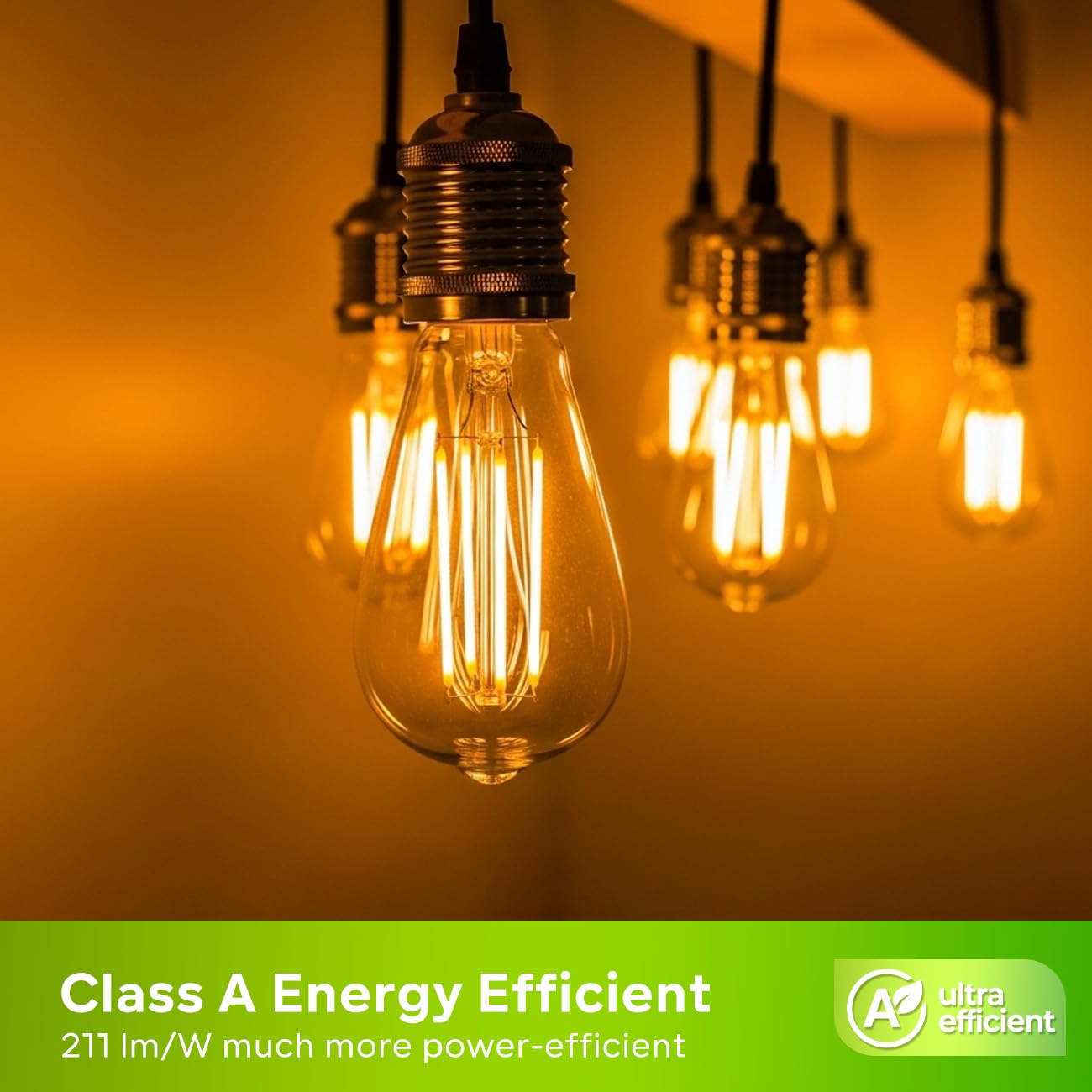 LVWIT Żarówka LED E27, ciepła biel, 3,8 W, żarówka LED klasy energetycznej A, odpowiednik żarówek halogenowych 60 W, żarówek Edison z dużym trzonkiem 806 lm, 2700 K, zestaw 6 sztuk, nie ściemnialna
