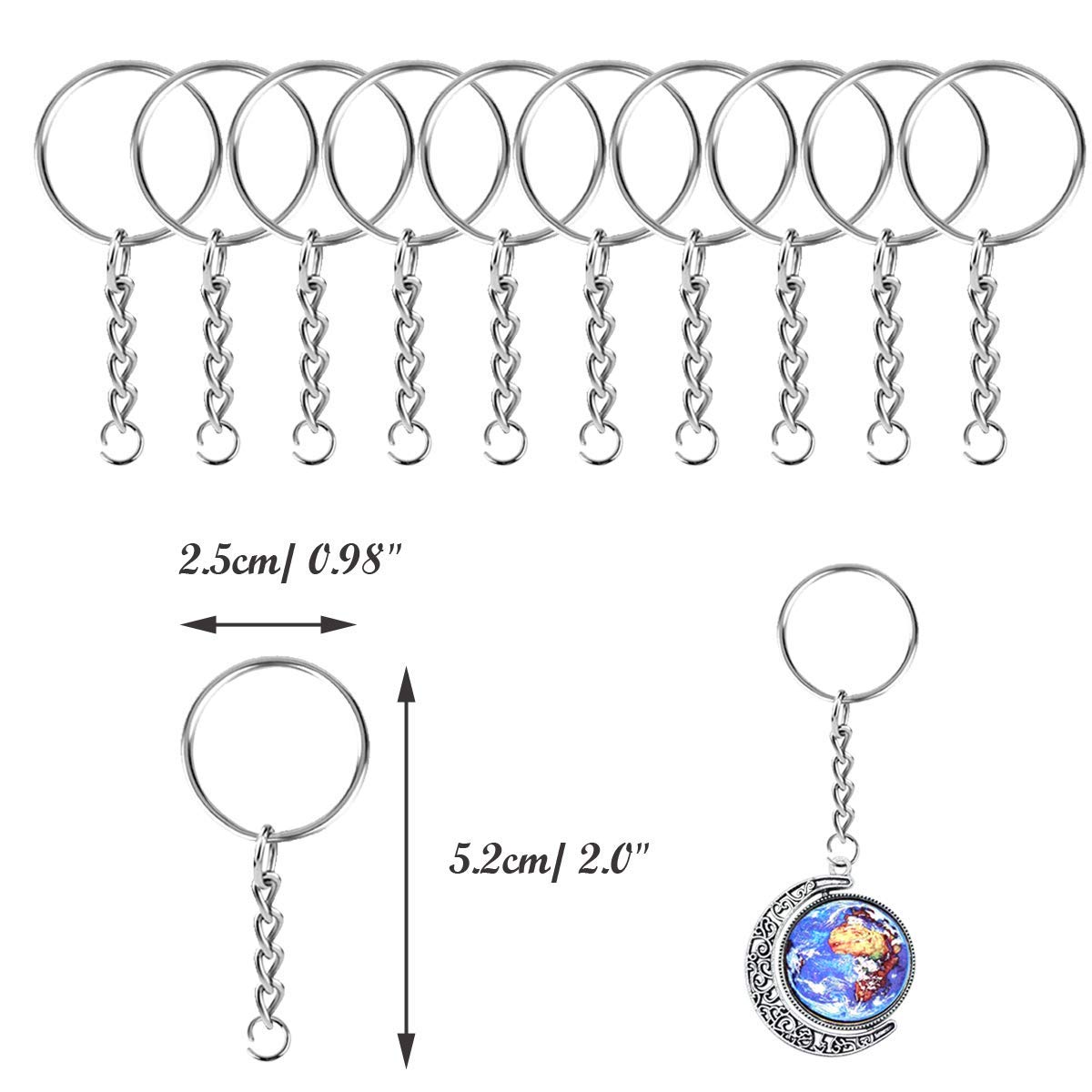 Kit Fabrication Bijoux - 12 Plateaux Pendentifs + 24 Dômes Verre + 10 Porte-Clés