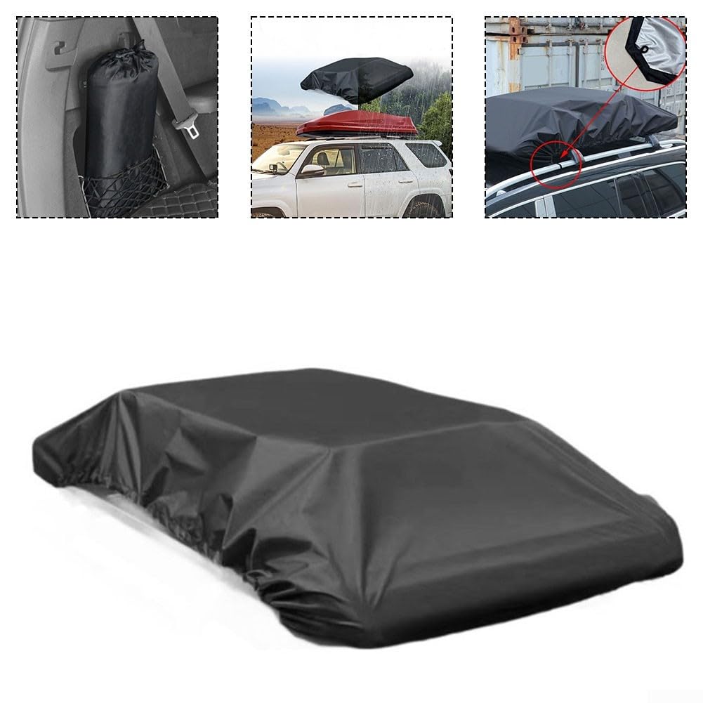 Autodachträger, wasserdichte Abdeckung, 210D Oxford-Gewebe, Regen- und Staubschutz, Aufbewahrungstasche für Gepäckträger, Cargobox, Dach, Reisetasche, schwarz (230 x 145 cm)