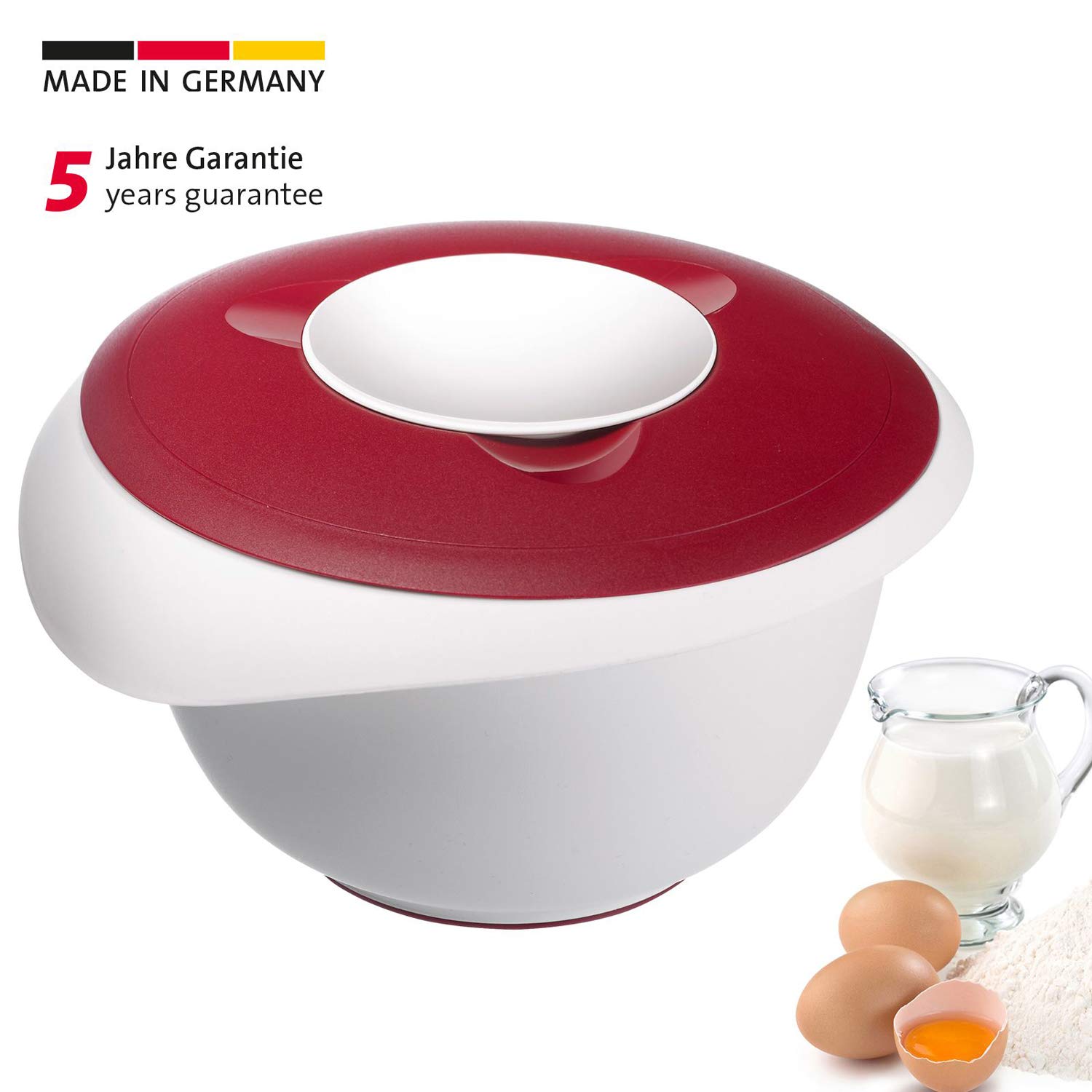 Westmark Mengkom met tweedelige deksel, 2,5 l, met schenktuit, kunststof, wit/appelgroen, 3153227A