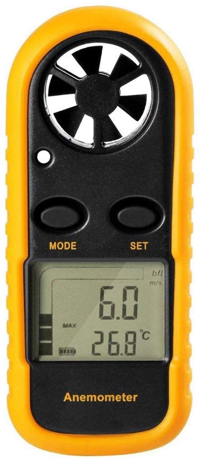 JJJ Anemometro Portatile Digitale, anemometro Digitale Tascabile con Display LCD per misurare la velocità del Vento, la Temperatura e Il raffreddore del Vento
