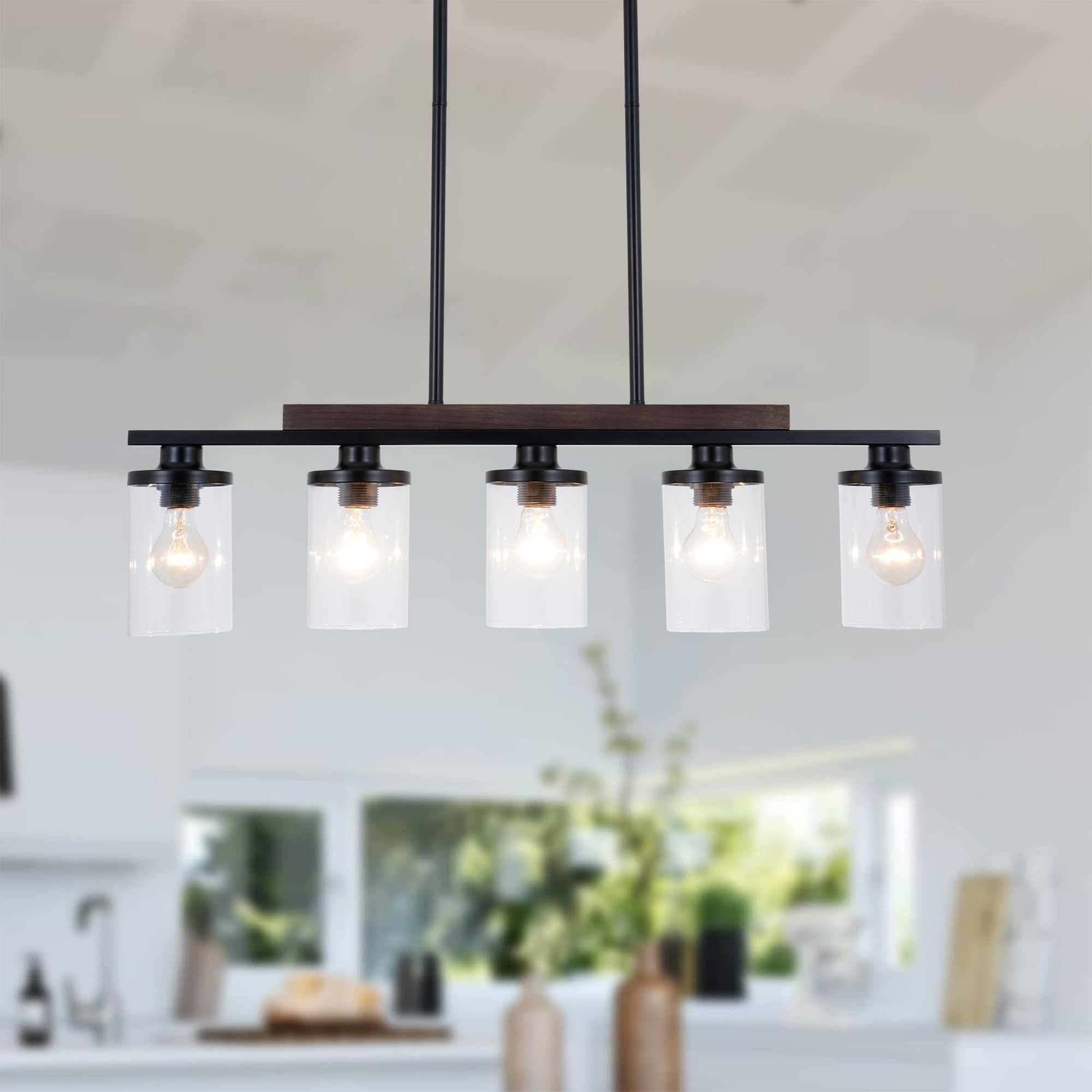 Black Pendant Lights For Kitchen Island XILICON 3-Light Black