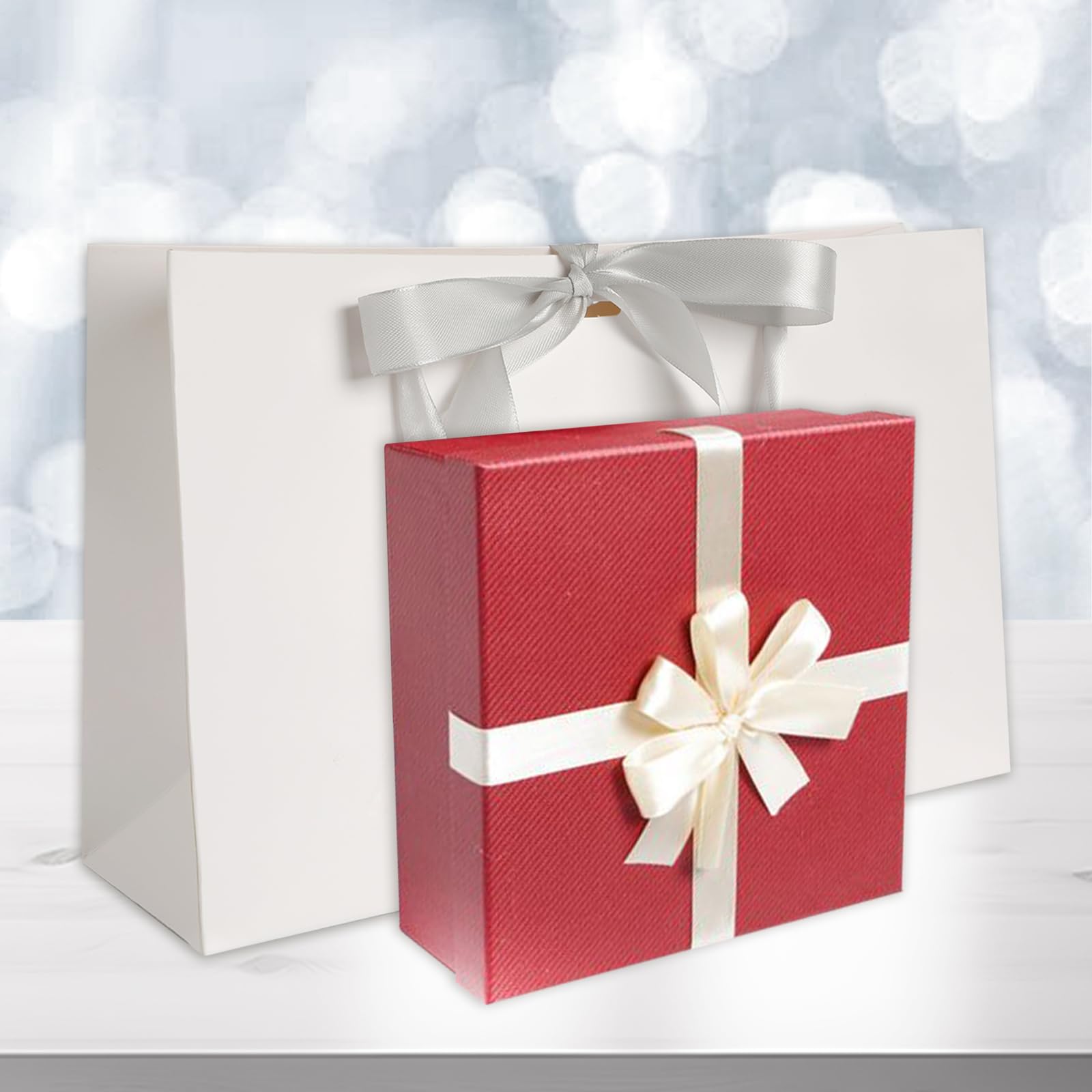 Sacchetti Regalo Grandi,8 Pezzi Sacchetto Regalo di Carta con Manico Busta Regalo Compleanno per Compleanno,Matrimonio,Festa di Laurea, Pasqua (8pcs White