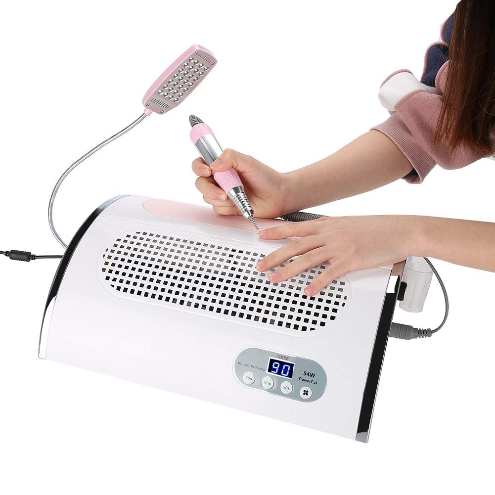 Collecteur de poussière d'ongle 3 en 1, perceuse à ongles électrique multifonctionnelle, collecteur d'aspiration de poussière d'art d'ongle UV LED pour salon de manucure 100-240V(Prise UE)
