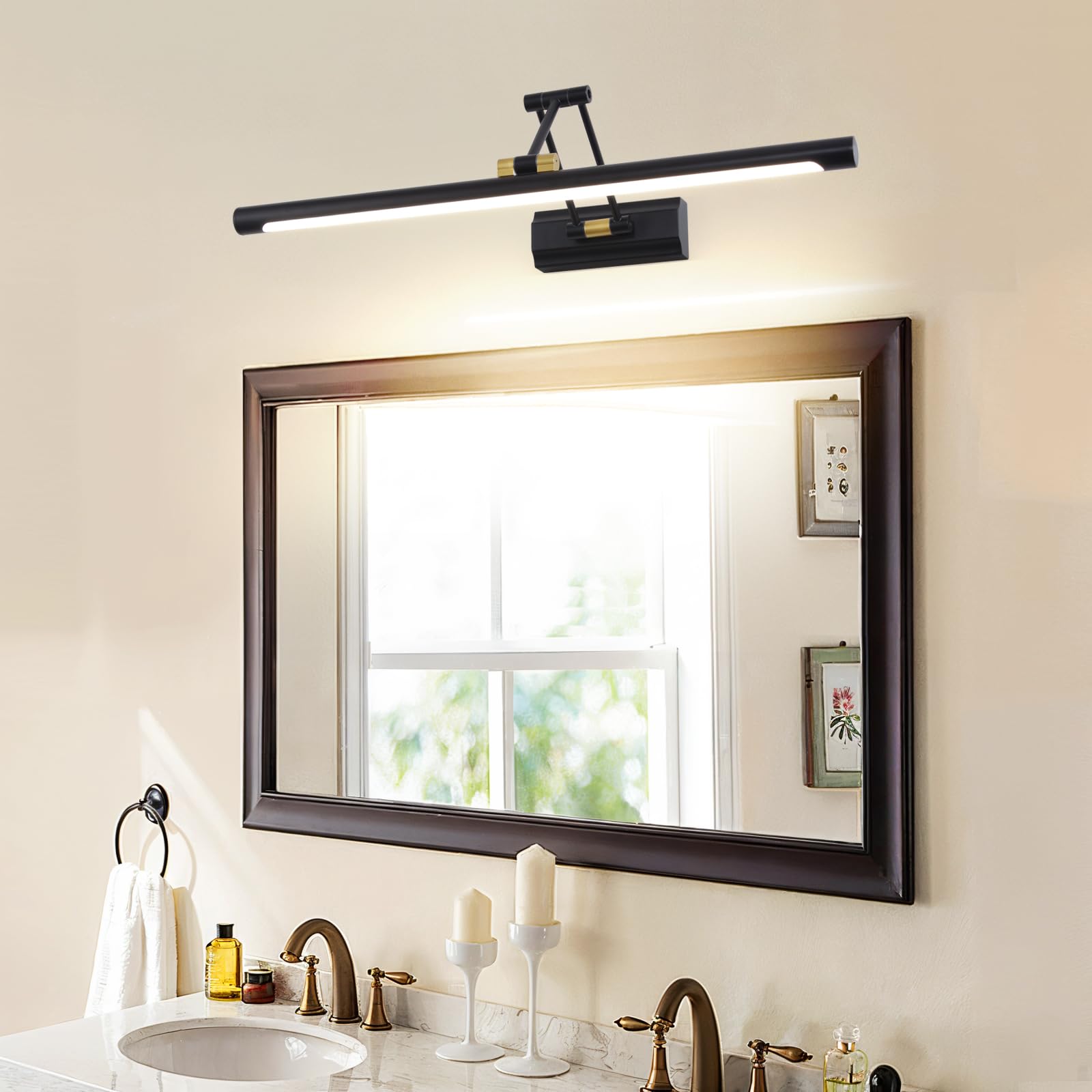 LED Luz de Espejo de Baño 12W 57CM, Iluminación Interior para Armario, Cuadro y Maquillaje - 4000K IP44
