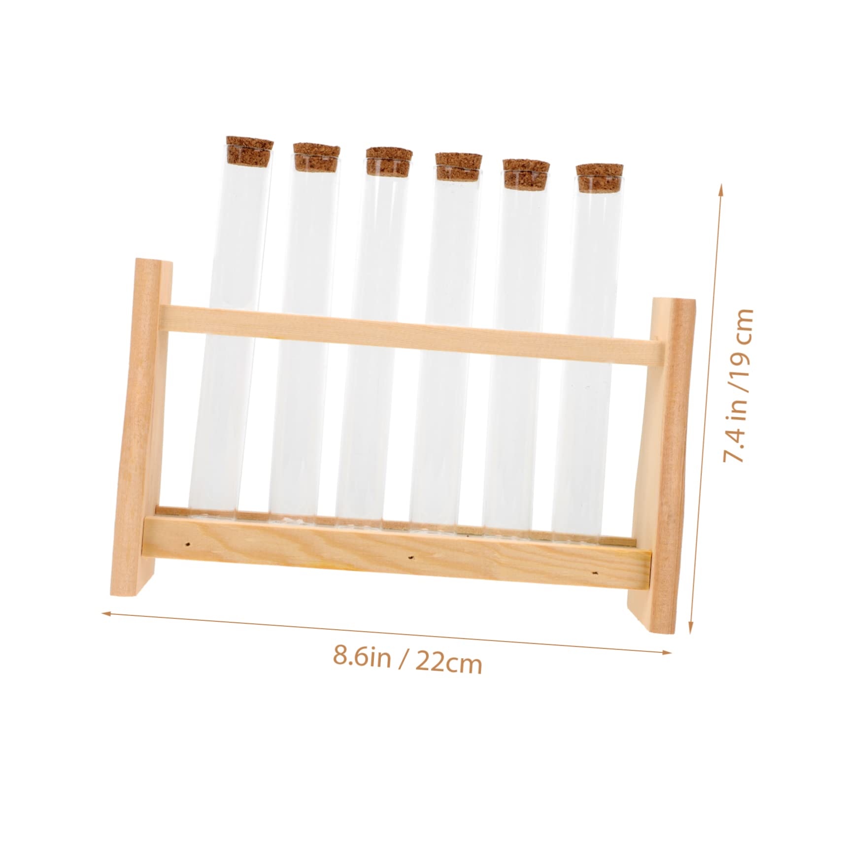 Supporto Per Provette in Legno 6 Slot, Porta Tubo Da Laboratorio Per Esperimenti Scientifici e Oli Essenziali, Kit Provette 20x150 Mm Tappo Per Uso Scolastico e Laboratorio