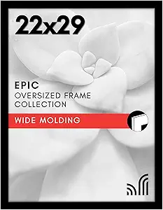 Americanflat 22x29 Poster Frame with Polished Plexiglass - Black Picture Frame - Wide Photo Frames Made of Engineered Wood for Vertical or Horizontal Wall Display - Epic Collection - Black