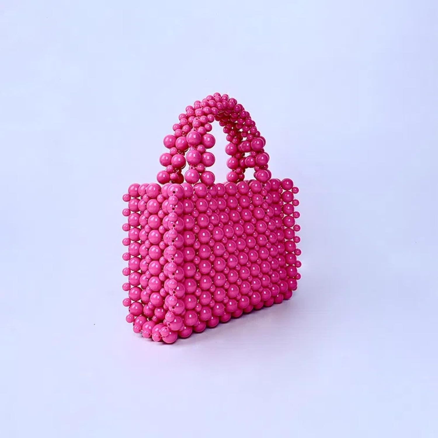 Pearl Bag, Acrylic Beaded Handmade Women’s Bag, Pearl Clutch Purse Handheld Small Square Handbag for Women Party - Image 7