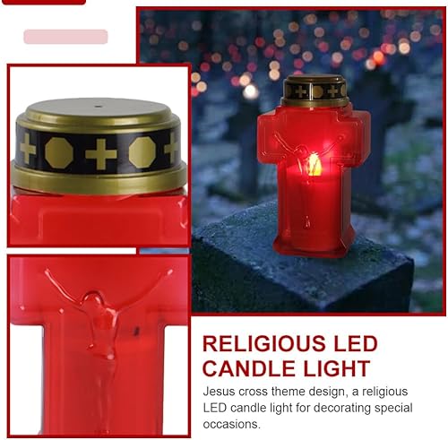 Miniatura 7 de Uonlytech Cruz LED Vela Cruz Velas sin llama 2pcs Vela religiosa Vela devocional LED Vela religiosa LED Velas LED Velas a pilas Velas falsas Regalo
