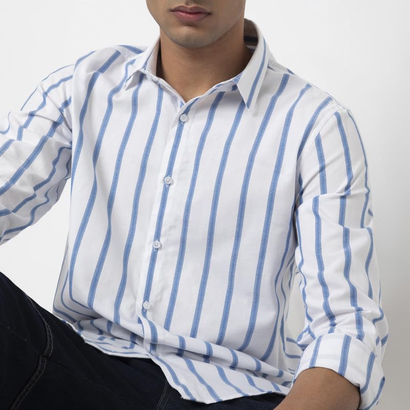 Image of Mens Striped Slim Fit Cotton Casual Shirt | Full Sleeves Mens Shirts | Stylish Shirt for Men