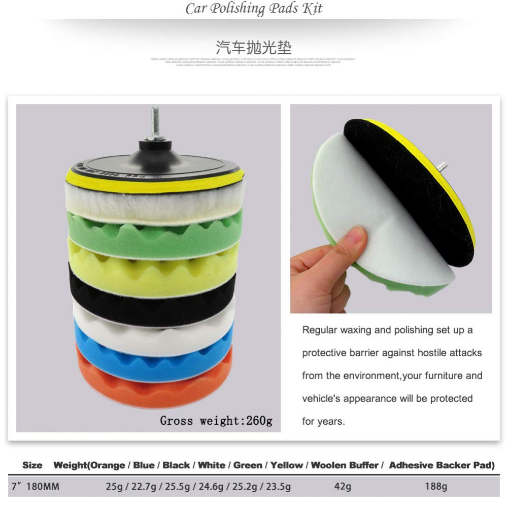 Zestaw 5/6/7 cala 8 szt. / zestaw Clean Sponge Waxing pad polerski gwint M14 kulka wełniana Auto Backer Pad pielęgnacja samochodu