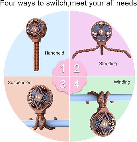 Miniatura 2 de WiHoo Ventilador Bluetooth para cochecito funciona con pilas, ventilador portátil para asiento de automóvil, ventilador de bebé, ventilador