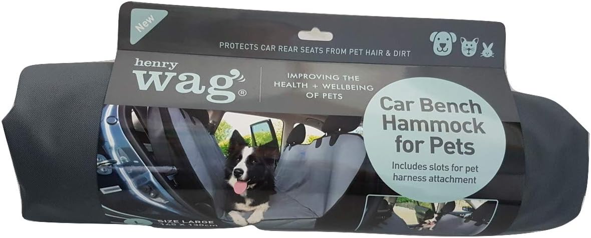 Henry Wag Pet Car Bench hammock - Safe Environment for Dogs when Travelling - Easily Foldable, Protects your Back Seat from Hair, Dirt and Dust - (145 x 130 cm)